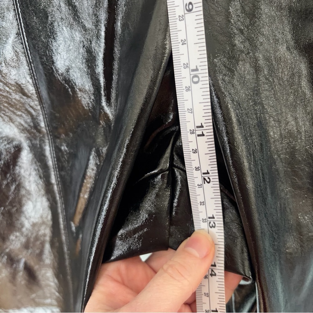 NWT 7 For All Mankind Glossy Black Faux Leather Trousers Women’s Size Medium. - Picture 12 of 13